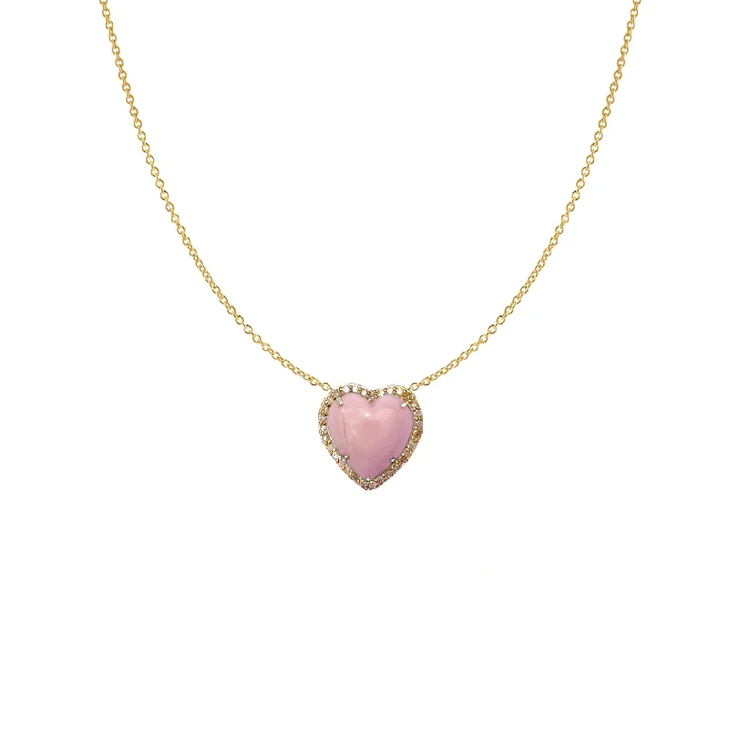 Gemstone ladies necklaces for fashion-Mini 14k Conch Shell Heart Necklace