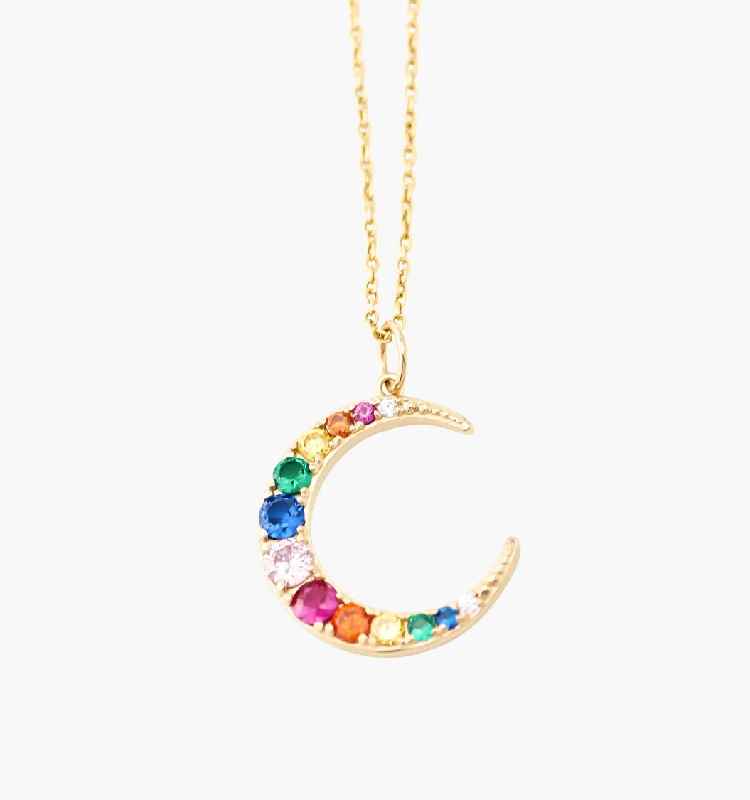 Classic ladies necklaces with pearls-Rainbow Moon Necklace