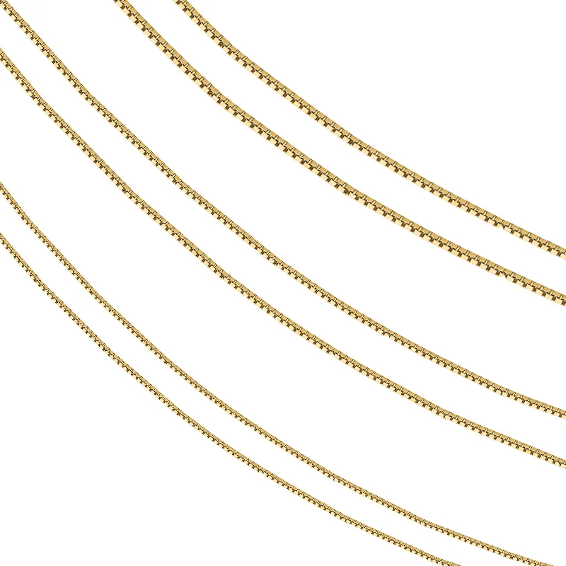 Trendy diamond ladies necklaces-14k Round Box Chain Necklace