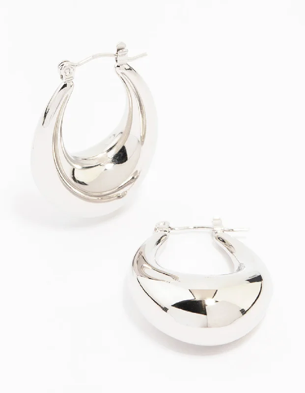 Gold ladies earrings for daily wear-Waterproof Stainless Steel Full Loop Drop Hoop Earrings