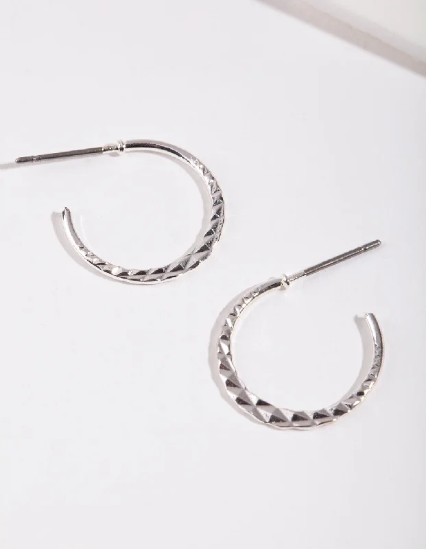 Beautiful vintage ladies earrings-Silver 16MM Beaded Hoop Earrings