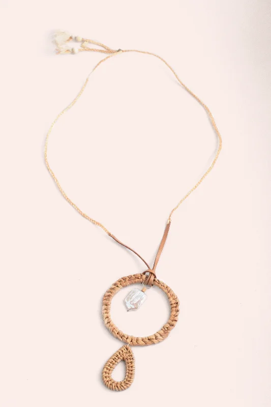 Elegant ladies necklaces with diamonds-Braided Drop Necklace - Pearl