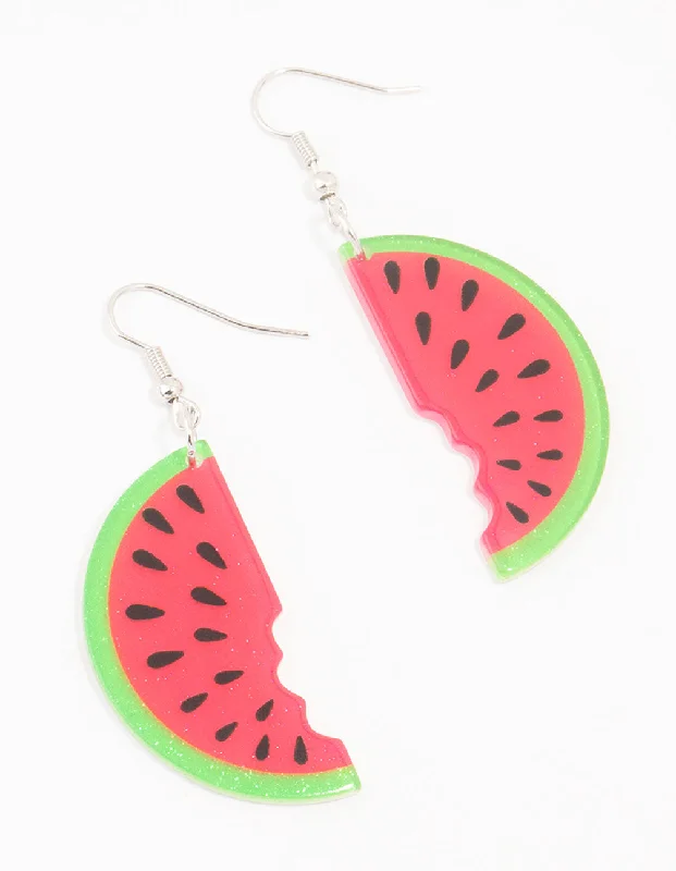 Elegant chandelier ladies earrings-Acrylic Watermelon Drop Earrings