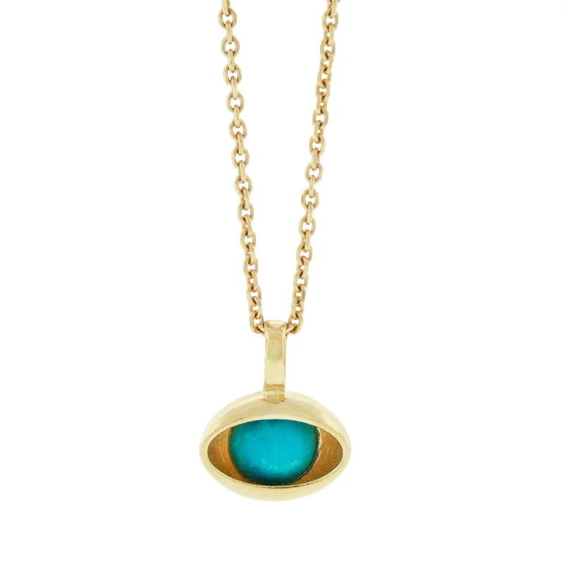 Elegant ladies necklaces for bridesmaids-Turquoise Double-Sided Eye Pendant Necklace