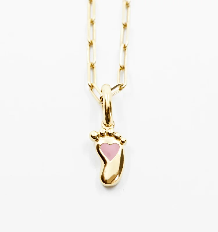 Gemstone ladies necklaces for fashion-Pink Baby Foot Necklace