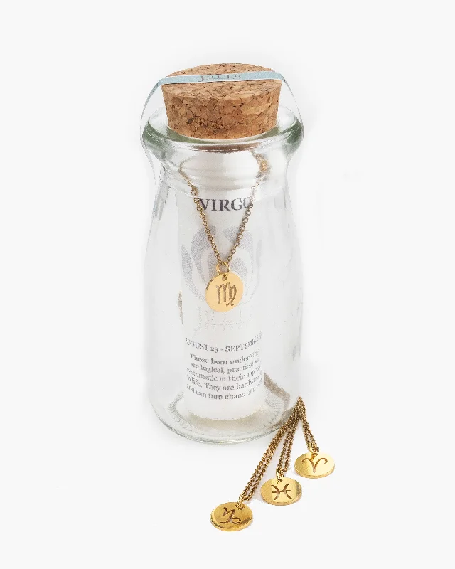 Custom engraved ladies necklaces-Zodiac Necklace in a Jar