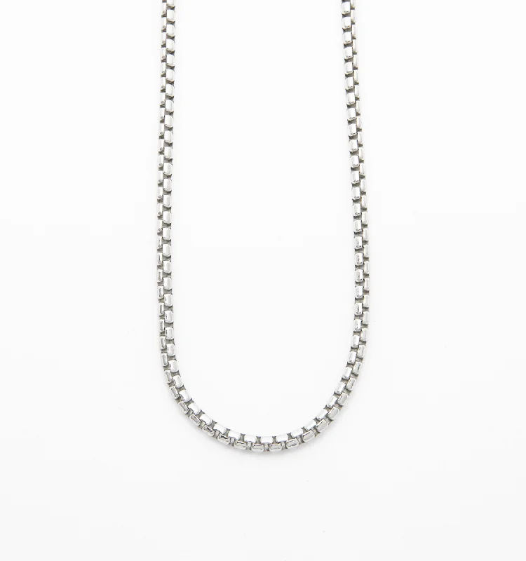 Simple chain ladies necklaces-Box Chain Necklace in Sterling Silver