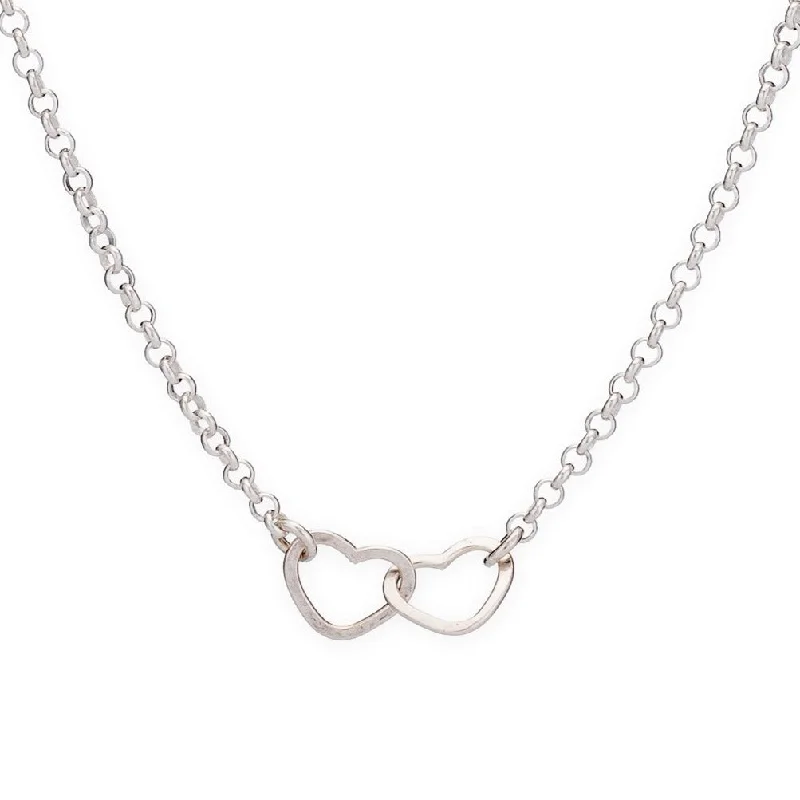 Classic pearl ladies necklaces-two tiny hearts necklace