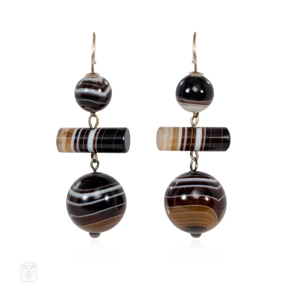 Hoop ladies earrings for women-Antique agate earrings