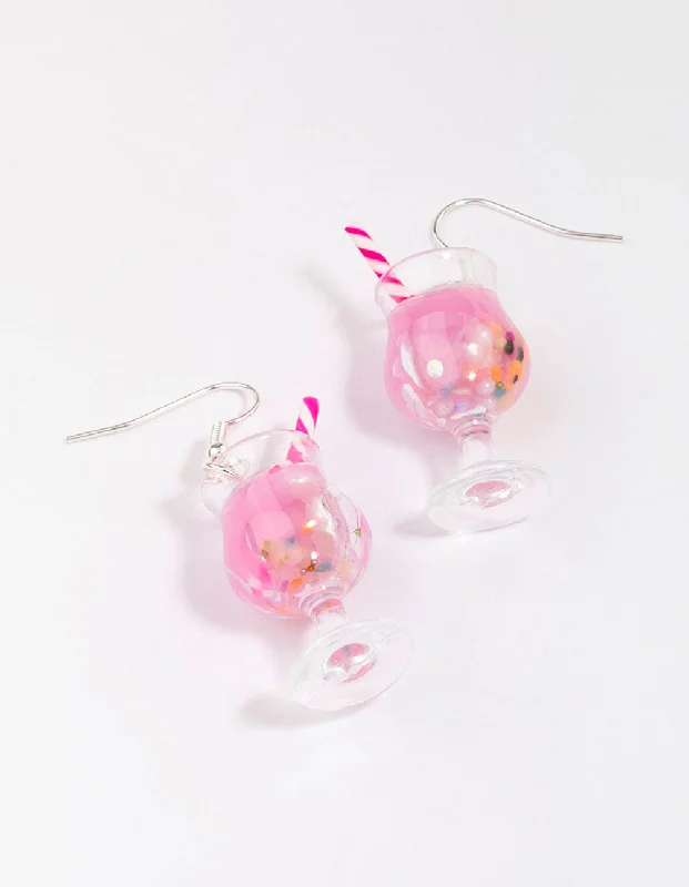 Modern statement ladies earrings-Pink Cocktail Drop Earrings