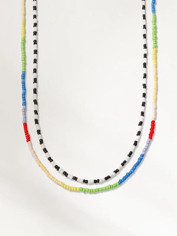 Bold gemstone ladies necklaces-Artistic Beaded Layered Necklace