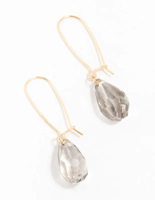 Long drop earrings for fashion-Gold Diamond Cut Beaded Drop Earrings