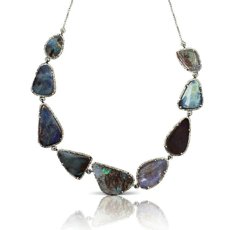 Elegant sapphire ladies necklaces-Boulder Opal Choker 2