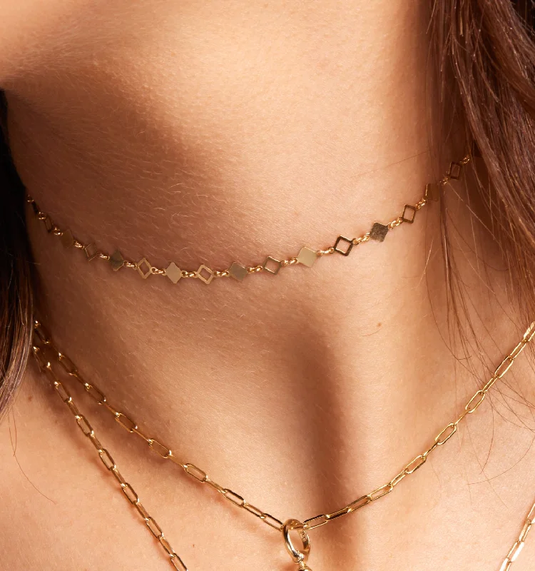 Elegant gold ladies necklaces-Faceted Square Chain Necklace