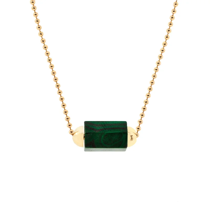 Classic ladies necklaces with pearls-Malachite Hexagon Bead on Gold Ball Chain Necklace