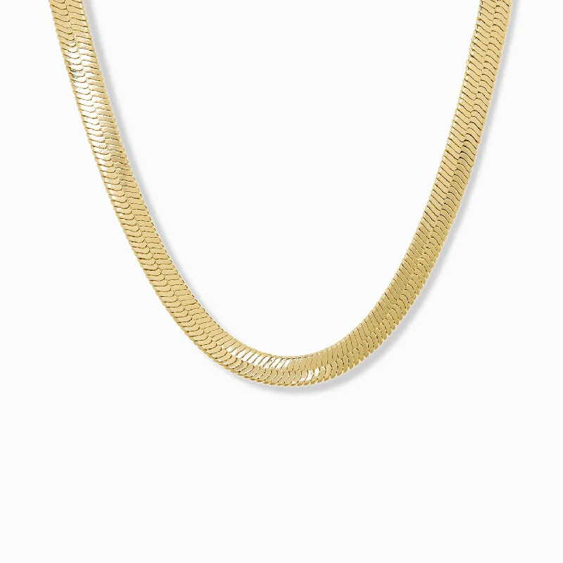 Gold-plated ladies necklaces-wide snake chain necklace