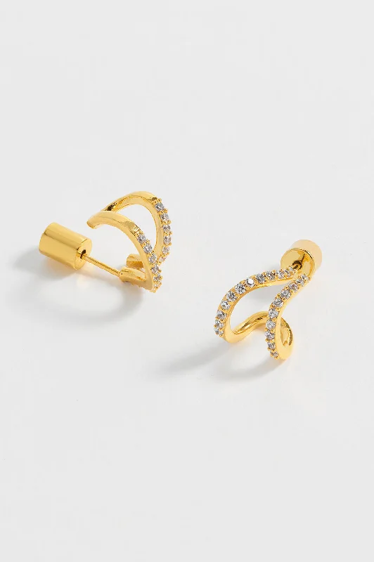 Simple hoop earrings for casual wear-CZ Wave Earrings