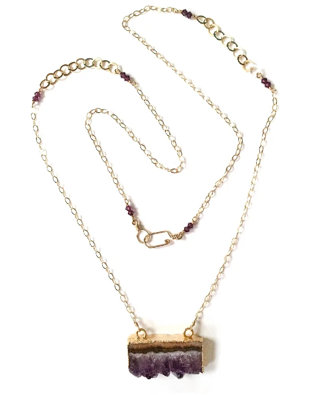 Luxury gemstone ladies necklaces-necklace . raw amethyst slab