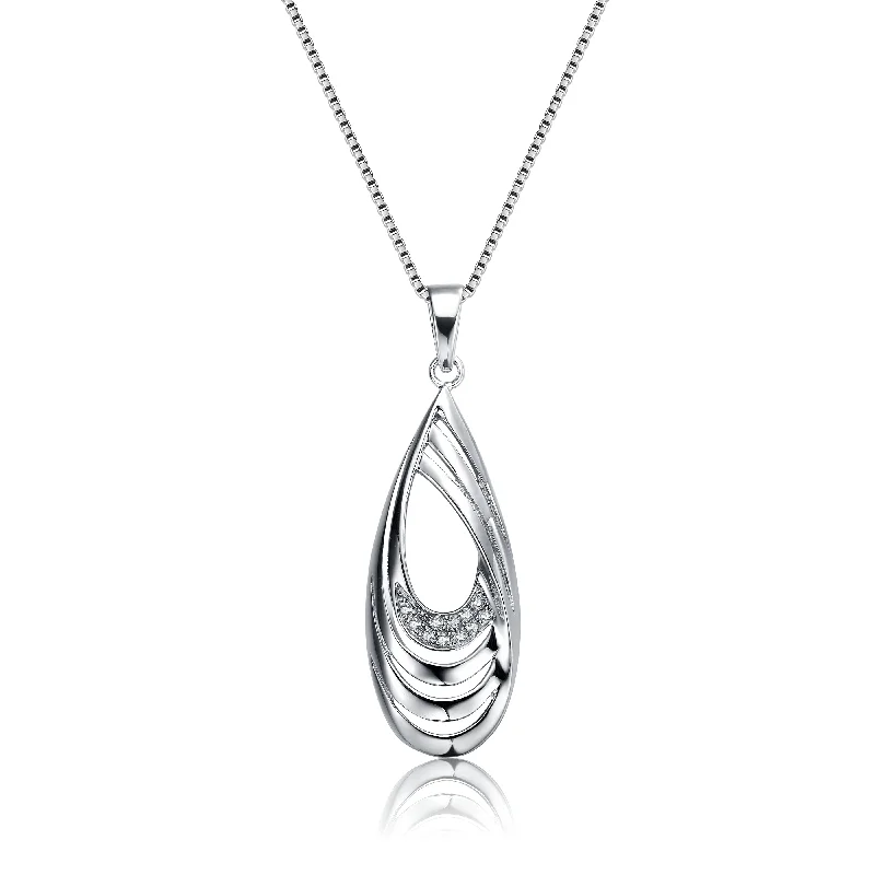 Simple silver pendant ladies necklaces-Sylvie Zirconia Oval Swirl Necklace