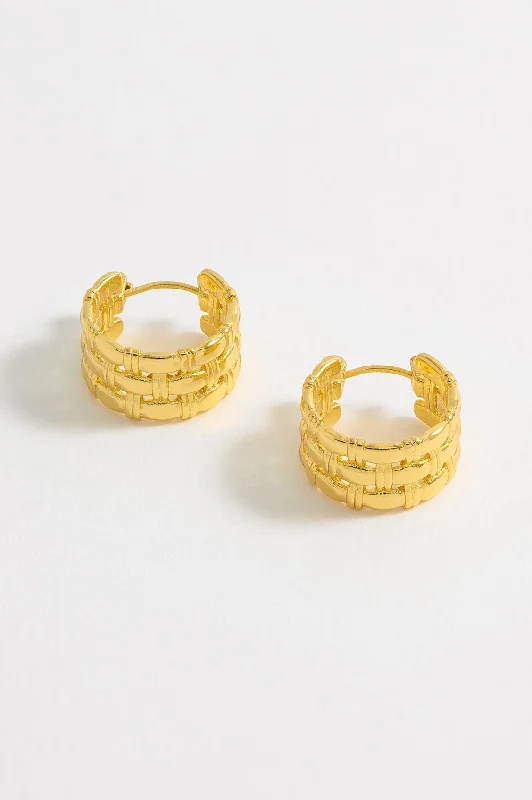 Silver stud earrings for women-Chunky Woven Hoops