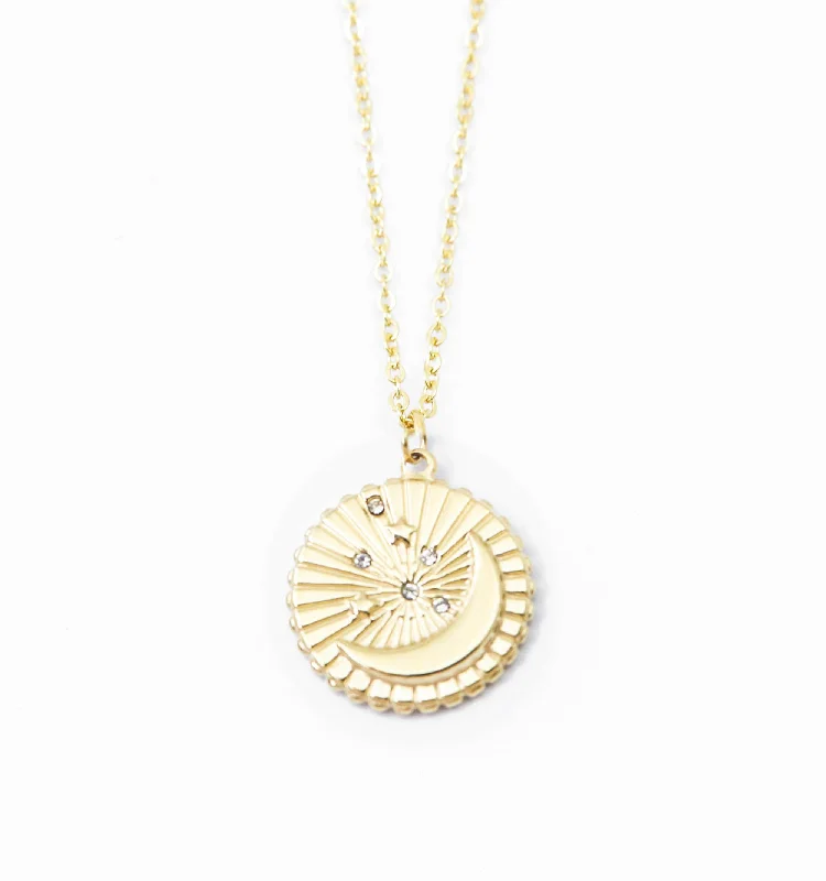 Trendy ladies necklaces for summer-Moon Pendant Necklace