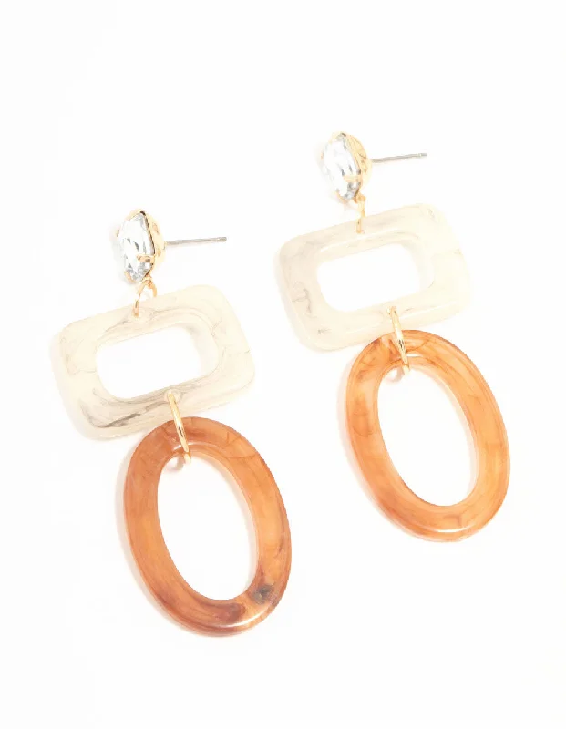 High-quality ladies earrings with diamonds-Open Shape Drop Acrylic Earrings