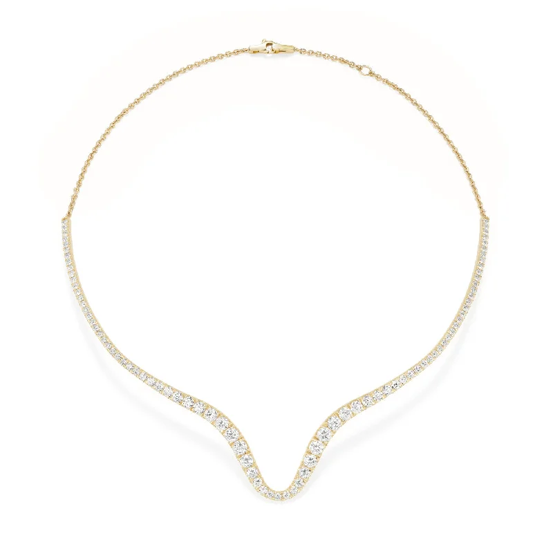 Two-tone gold ladies necklaces-CLARA CURVED COLLAR