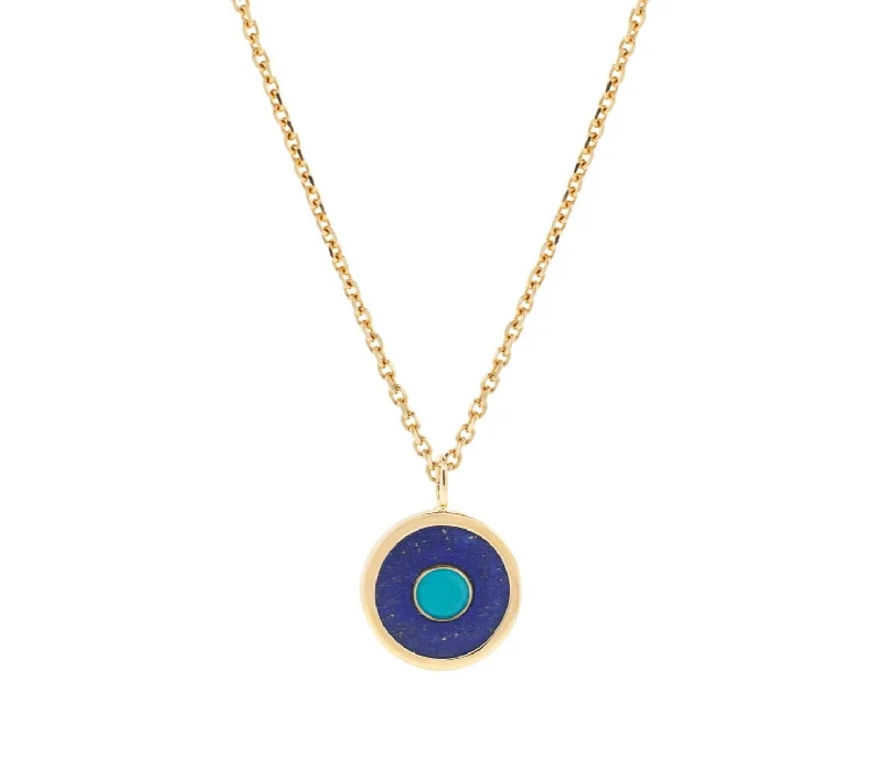 Classic pearl ladies necklaces-Lapis & Turquoise Eye Pendant Necklace