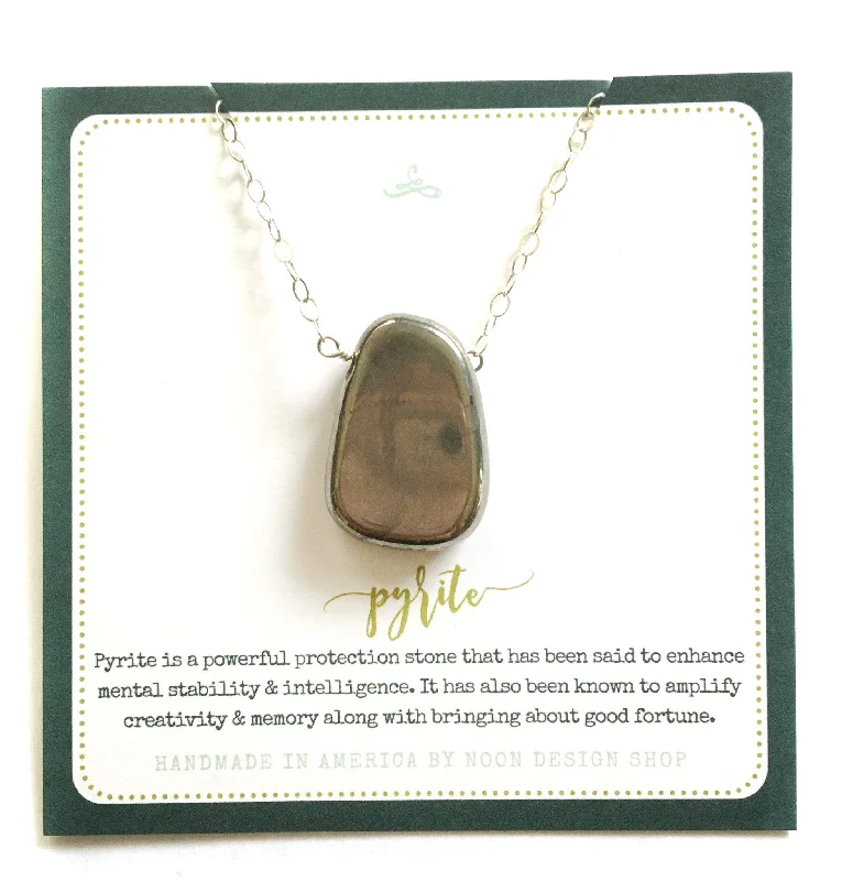 Personalized ladies necklaces with pendants-necklace . smooth pyrite