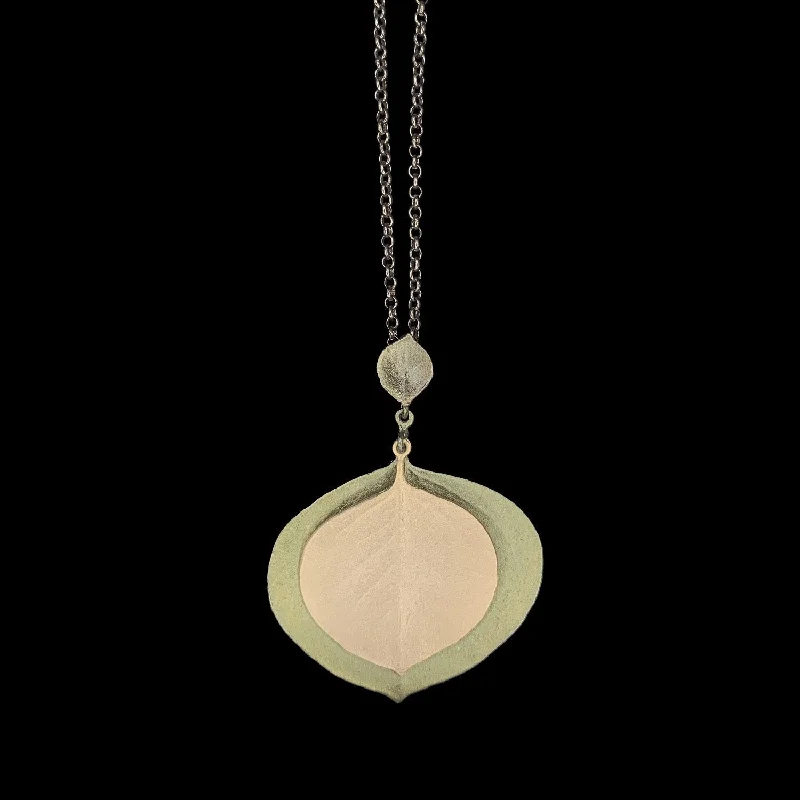 Modern design ladies necklaces for gifts-Round Leaf Eucalyptus Pendant - Large Double Leaves