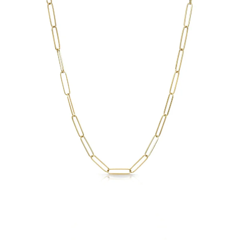 Sterling silver ladies necklaces-14k Elongated Paperclip Chain