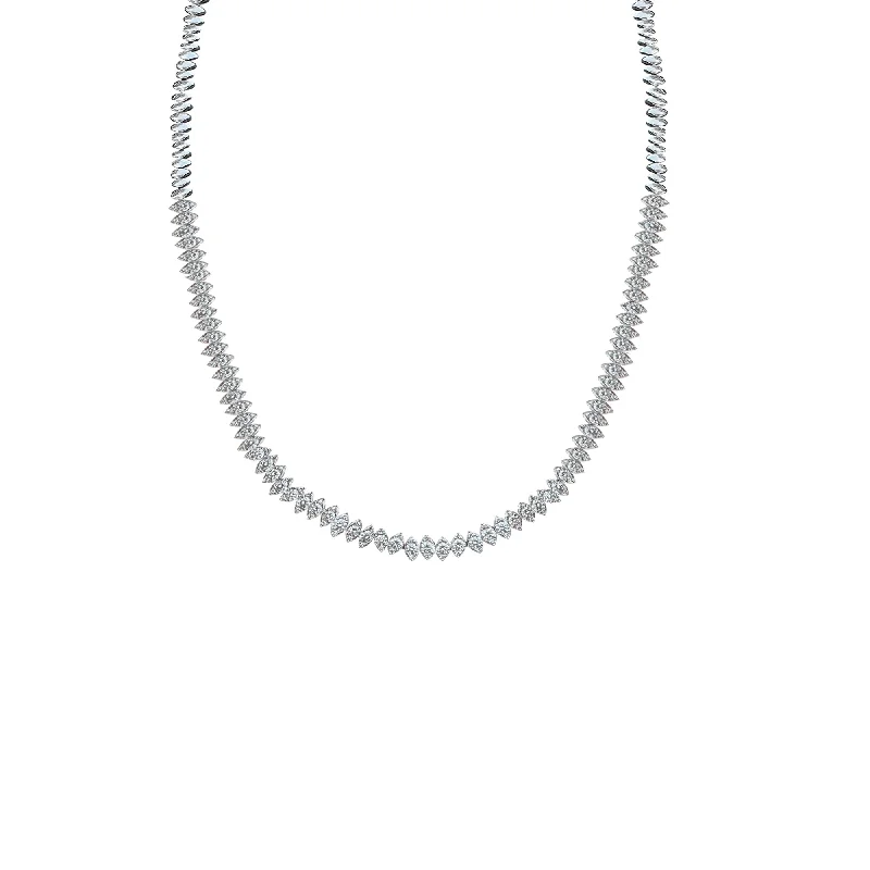 Bold gemstone ladies necklaces-14k White Gold Marquis Necklace 2