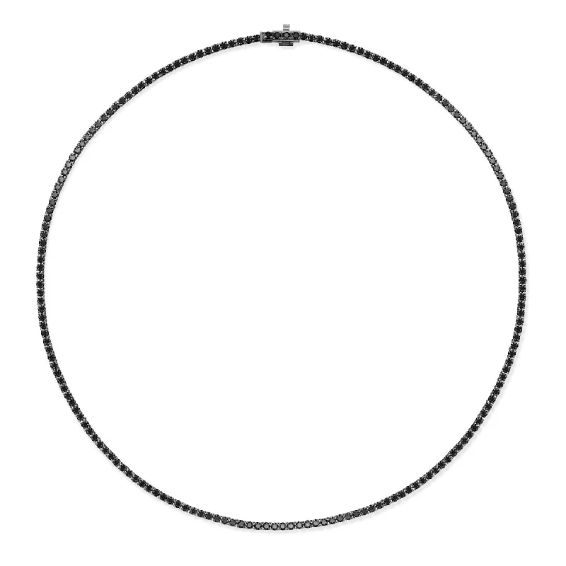 Trendy ladies necklaces for summer-LENOX TENNIS NECKLACE (Black Diamond)