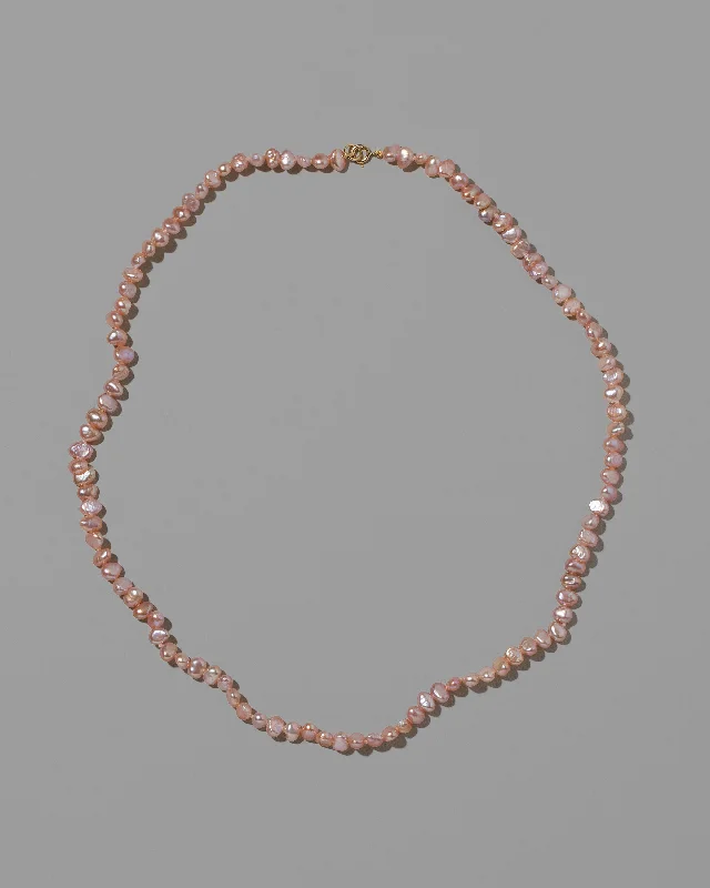 Layered ladies necklaces for layering-Baroque Pearl Necklace - Pink Peony