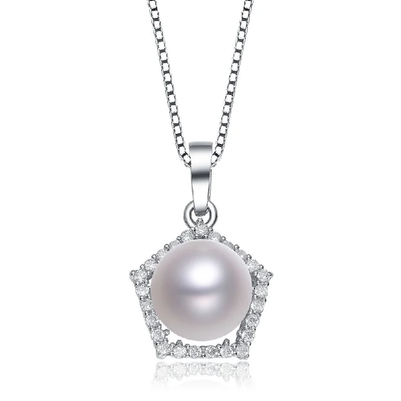 Designer ladies necklaces for special occasions-Delphine Geometric Pearl Necklace