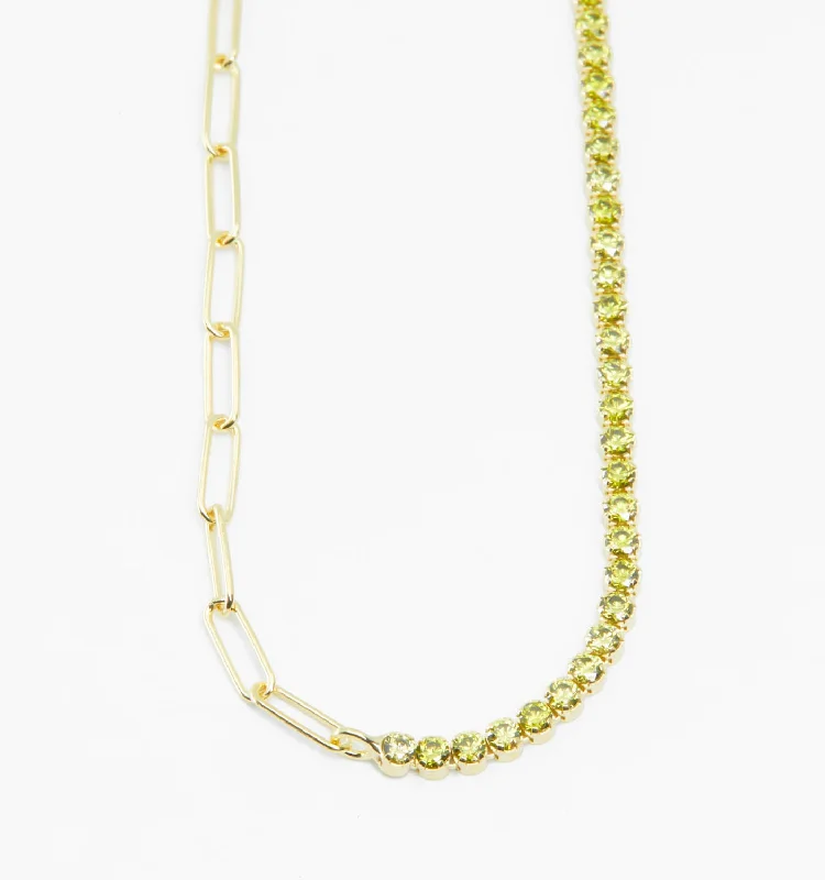 Diamond encrusted ladies necklaces-Green Tennis Necklace - August Birthstone