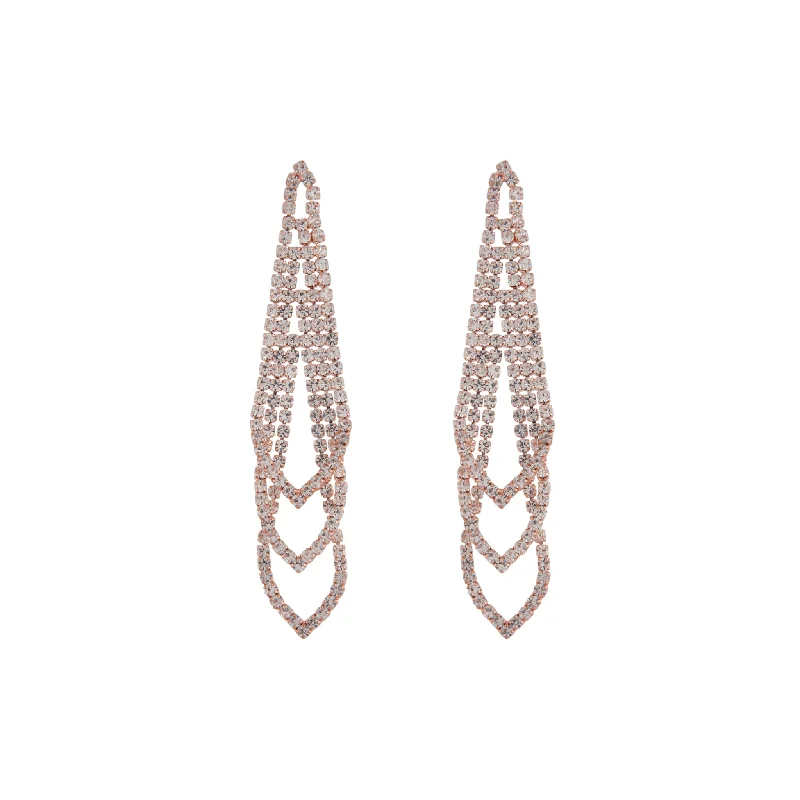 Modern statement ladies earrings-Rose Gold Gradual Loop Cup Chain Earrings