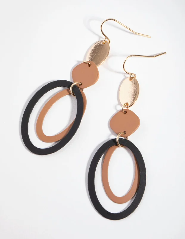 Silver hoop ladies earrings-Gold Multi Coat Drop Earrings