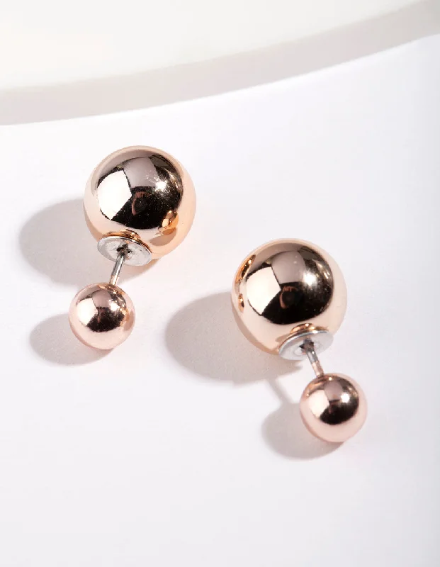 Large pearl ladies earrings-Rose Gold Polished Jacket Earrings