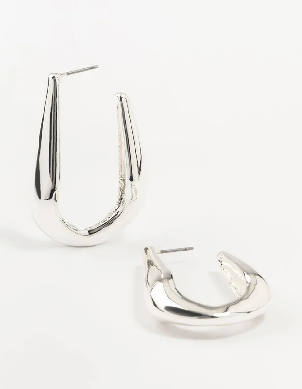 Elegant chandelier ladies earrings-Large Silver Smooth Hoop Earrings