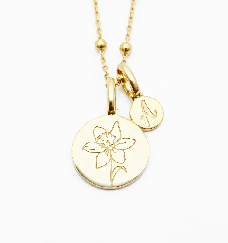 Vintage-inspired ladies necklaces-Dainty Narcissus Necklace - December Flower