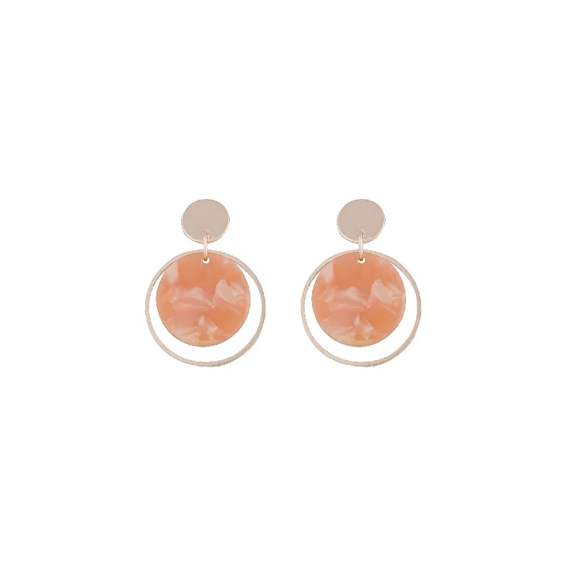 Stylish hoop earrings for women-Rose Gold Circle Acrylic Disc Earrings