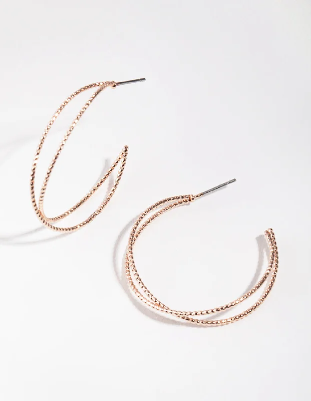 Large dangle earrings for women-Rose Gold Crossover Hoop Earrings