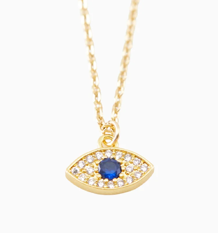 Radiant ladies necklaces with sapphires-Gold Evil Eye Necklace