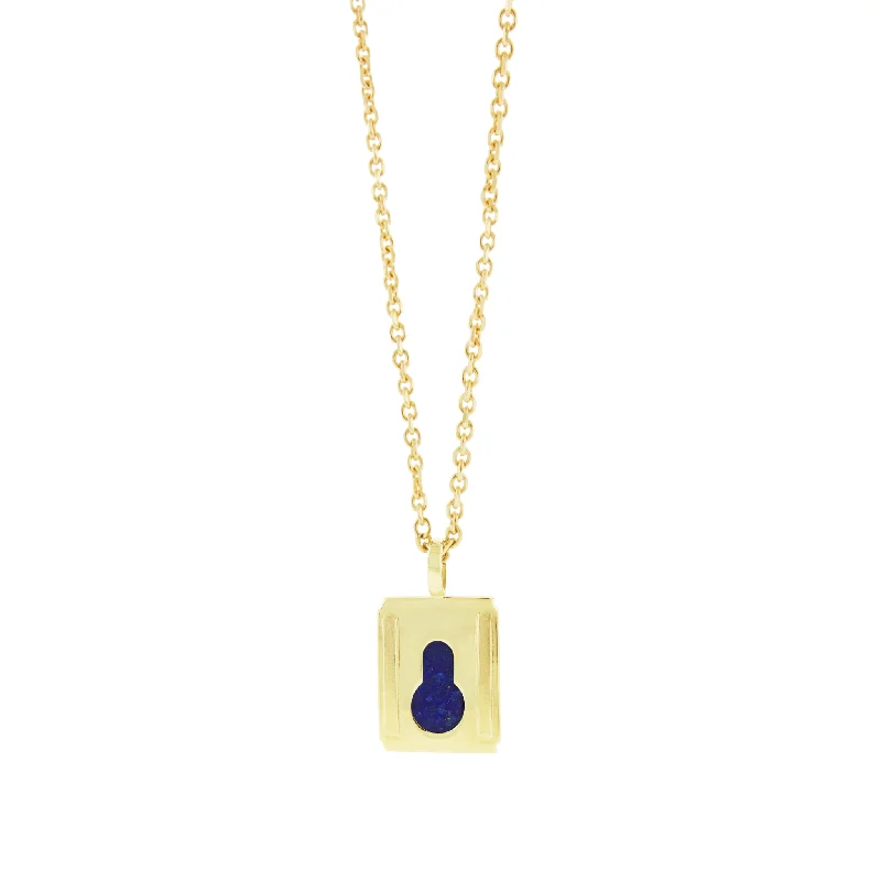 Beautiful gemstone ladies necklaces-Lapis Lock Pendant Necklace