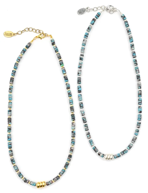 Luxury gemstone ladies necklaces-Chimayo Gemstone and Metal Beaded Necklace