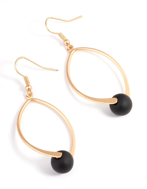 Modern crystal ladies earrings-Black Long Twist Ball Drop Earrings