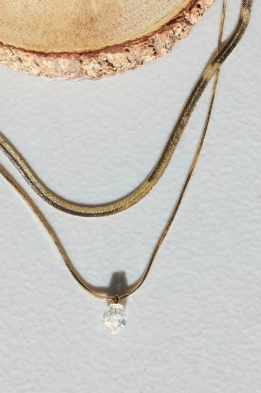 Affordable fashion ladies necklaces-Raw Quartz Layered Necklace