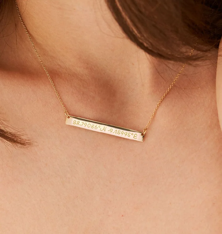 Women's necklaces with large pendants-Coordinates Bar Necklace