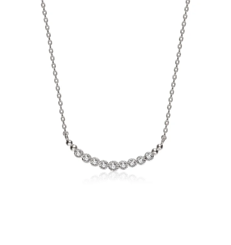 Unique ladies necklaces with stones-Sterling Silver Cubic Zirconia Bezel Necklace